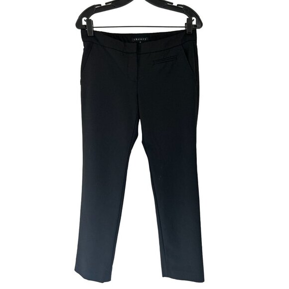 Women's Size 6 THEORY Pants Black Wool Strait Trousers - Picture 1 of 8
